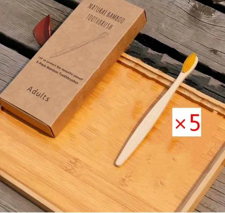 Eco friendly bamboo soft fibre toothbrush with biodegradable handle for adults