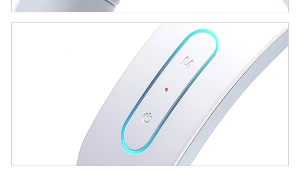 White electric full body acupressure massager with stainless steel nodes on a grey background.