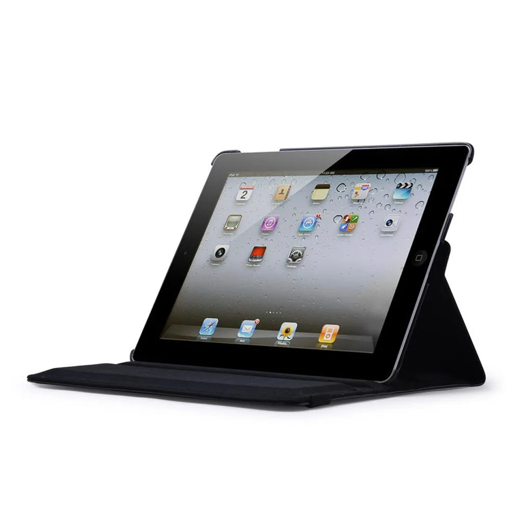 iPad PU leather rotary case in clam shell design with sleep function for multiple iPad models