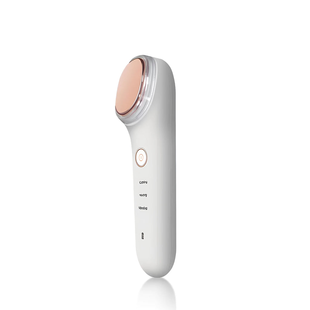 White ion beauty equipment with PC ABS body, USB charging, 700mAh battery, and five stated functions