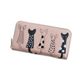 Women cat cartoon wallet in artificial leather, compact 10x18.8x3cm, available in six colours including beige and black