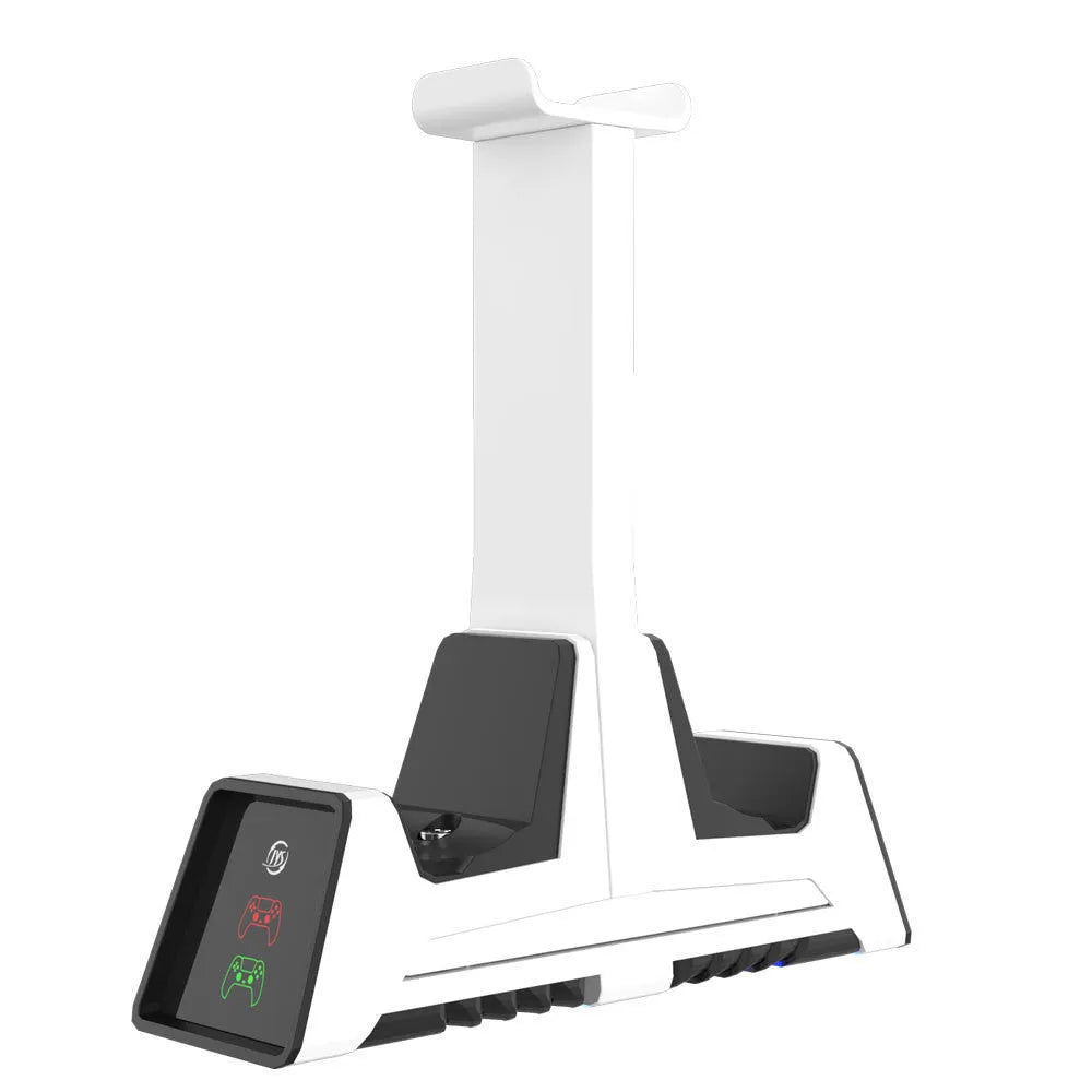 Multifunctional charging base for PS5 PS4 Switch Pro Xbox controllers with two magnetic charging points and Type-C cable