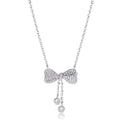 S925 sterling silver necklace with bow pendant on O-ring chain