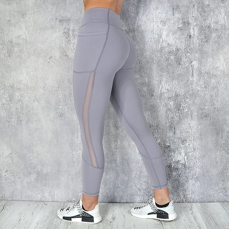 Women high-waist solid colour leggings with pockets, recycled leather, fleece lining, boot leg cut, available in black grey red sizes S-XL