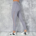 Women high-waist solid colour leggings with pockets, recycled leather, fleece lining, boot leg cut, available in black grey red sizes S-XL
