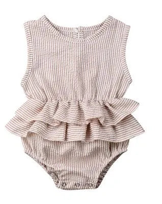 100% cotton sleeveless pettiskirt for baby girls in stripe, pink, white, and other colours, sizes 70cm to 100cm