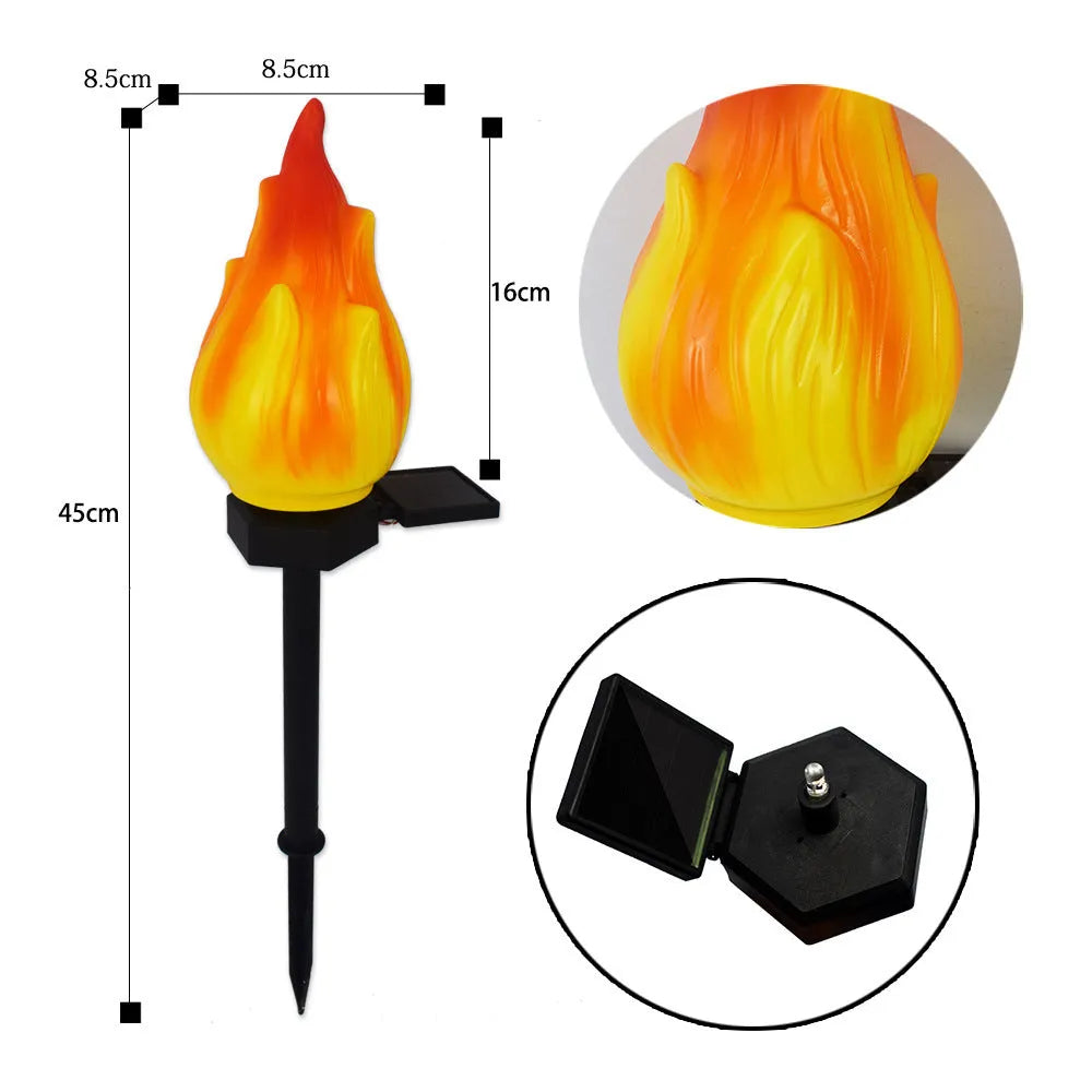 Wrought iron solar simulation flame lamp for courtyard decoration, IP65 rated