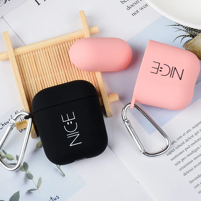 PC plastic wireless headset cover for Apple AirPods in black with decorative back design