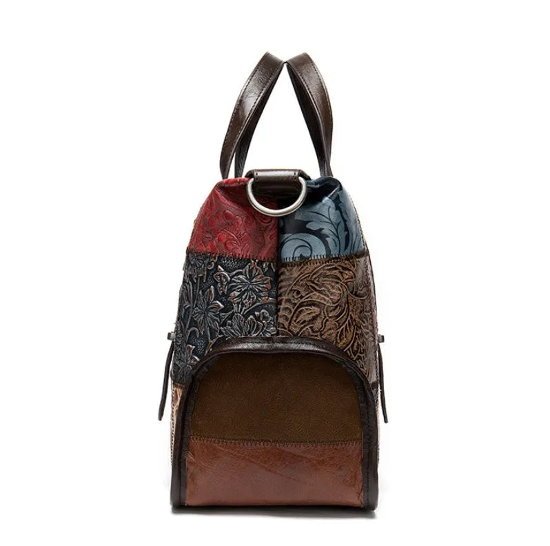 Cowhide women's handbag multi-color leather shoulder tote 36cm
