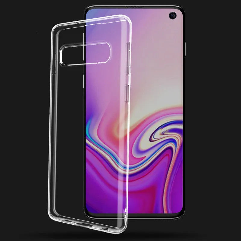 Transparent TPU mobile phone case for Samsung Galaxy S10 with flexible back cover and precise cutouts