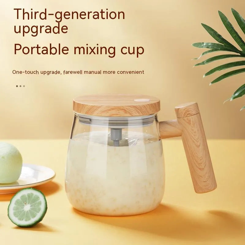 400ml self-stirring coffee mug with electric mixing function in borosilicate glass