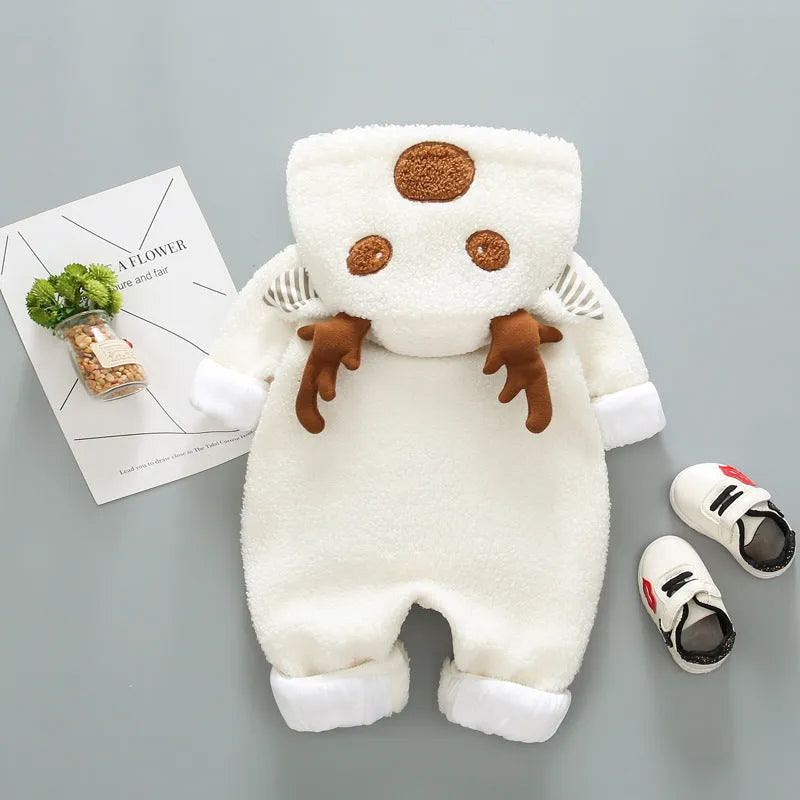 Baby romper in 100% cotton with long sleeves and lace-up strap closure in khaki colour