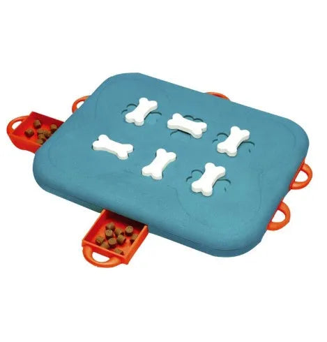 Blue Pet Casino Treasure Hunt Puzzle Food Spill Toy made of lightweight plastic for slow feeding