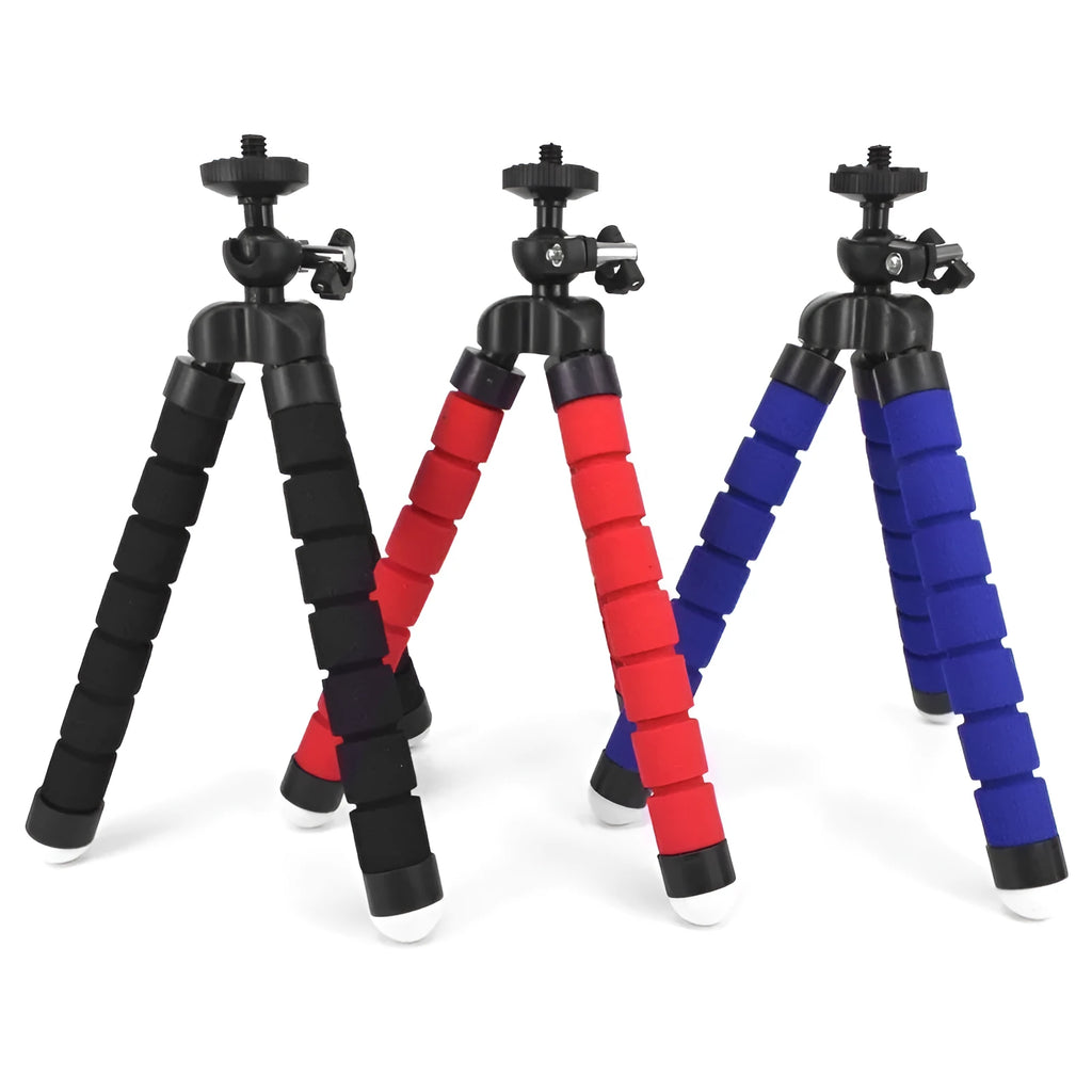 Black flexible octopus tripod with smartphone mount showing wrapped leg positioning