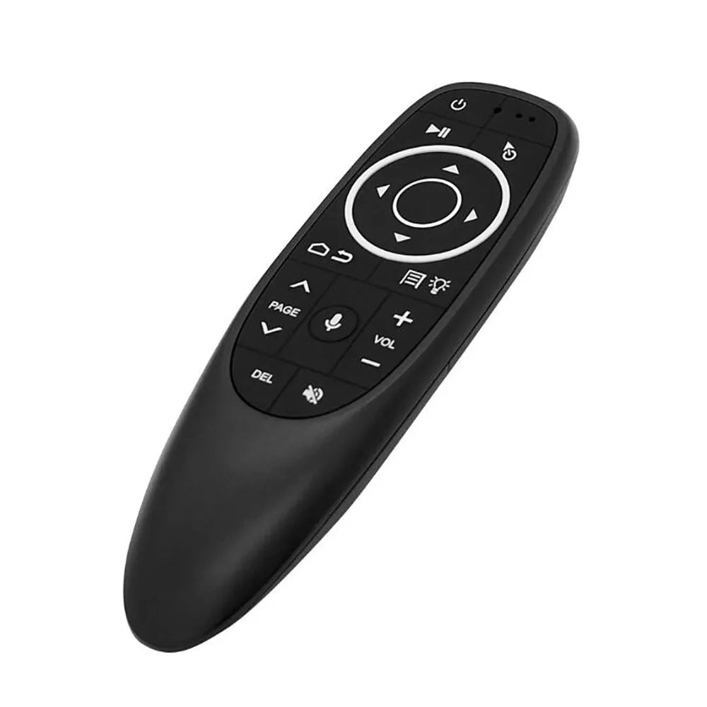 G10 G10S intelligent voice remote control with plastic shell and silicone buttons.
