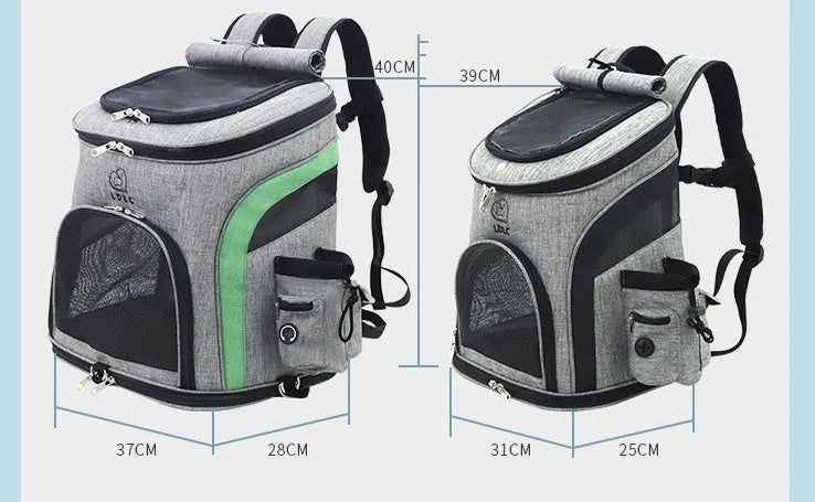Breathable nylon pet backpack for dogs and cats up to 20 kg available in grey colour with ventilation panel