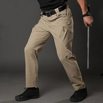 Male army fan special forces quick-drying pants in khaki colour, 97% cotton 3% spandex, with ergonomic knees and YKK zipper