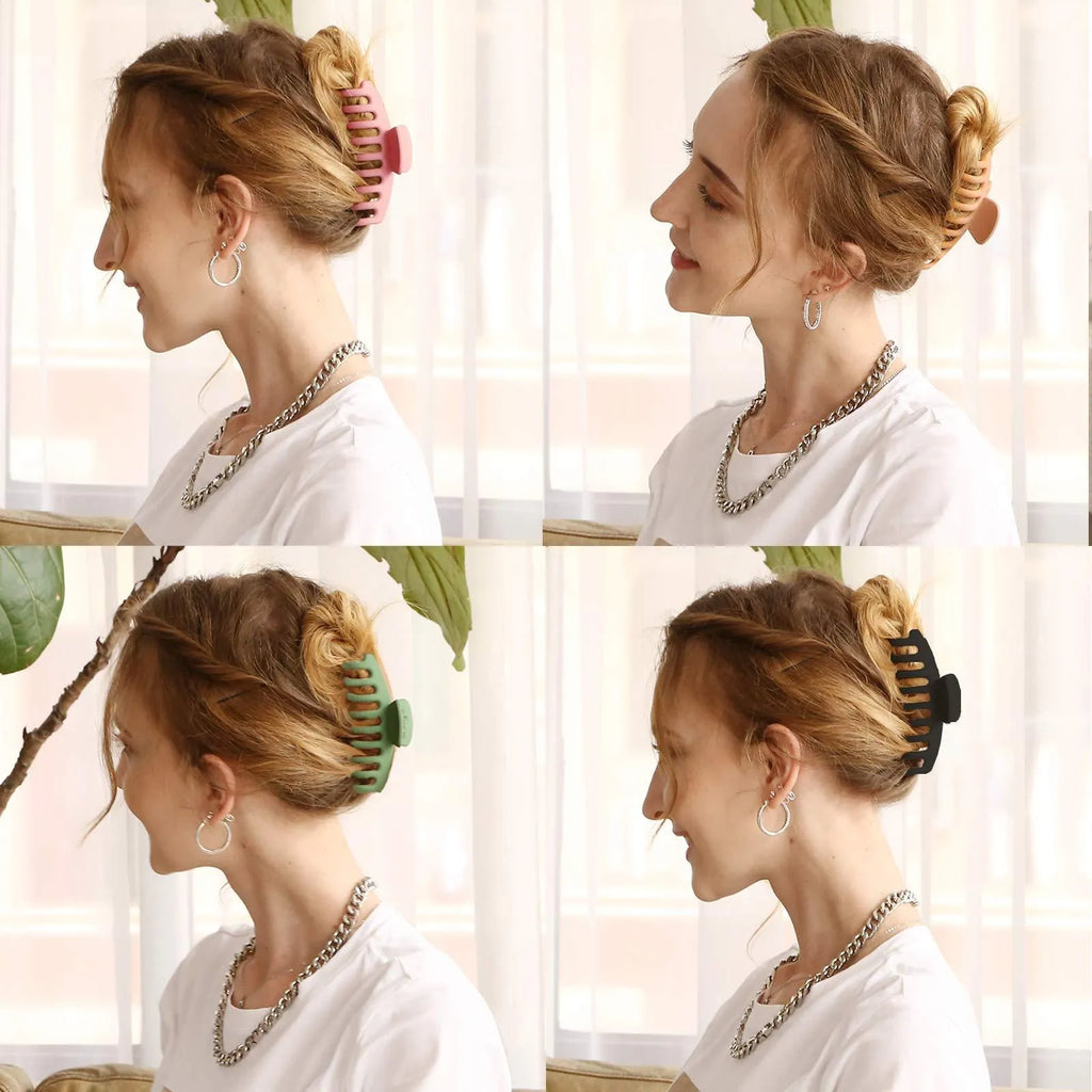 Plastic ponytail clip hair accessory with keel claw and rectangular jaw clips in candy colours