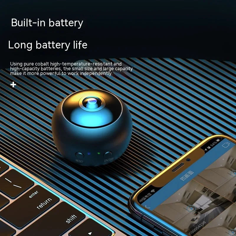 White or black 1080p wireless WiFi security camera with wide-angle lens on a desktop.