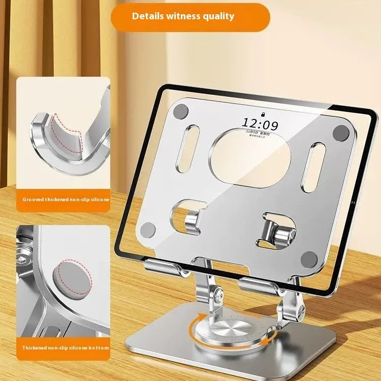 360-degree rotating aluminium alloy tablet bracket, 15 x 13cm, folding desktop stand for 4-12 inch tablets