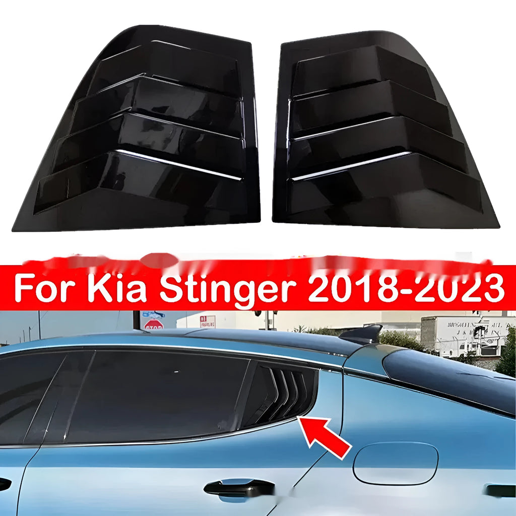 Bright black carbon fibre rear triangle decoration pair for Kia Stinger