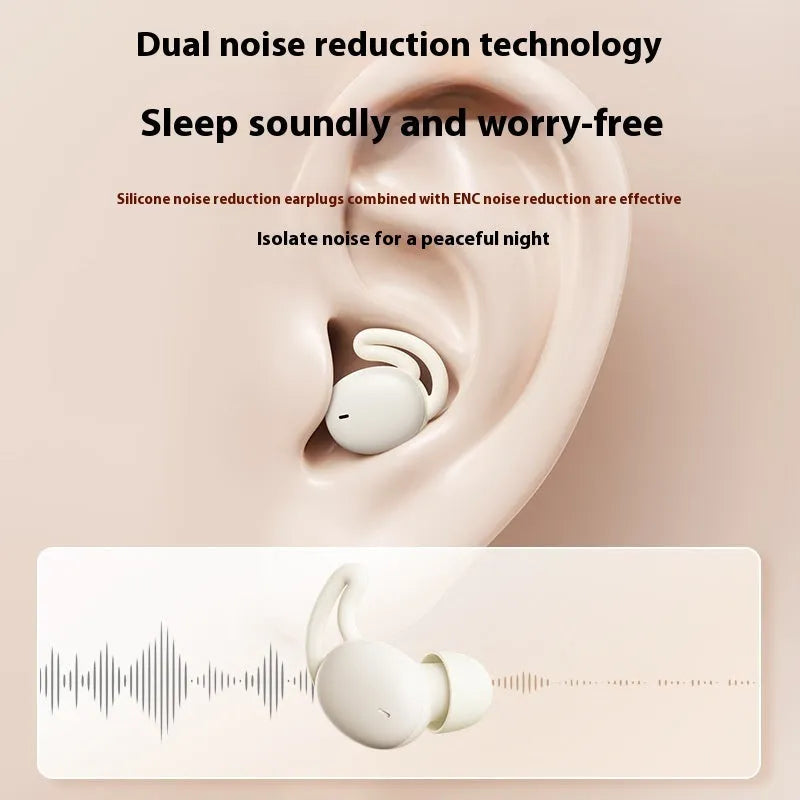 Wireless Bluetooth sleep earbuds in Starry Sky Black, Dream Purple, and Millet White Rice with silicone earplug design and noise reduction