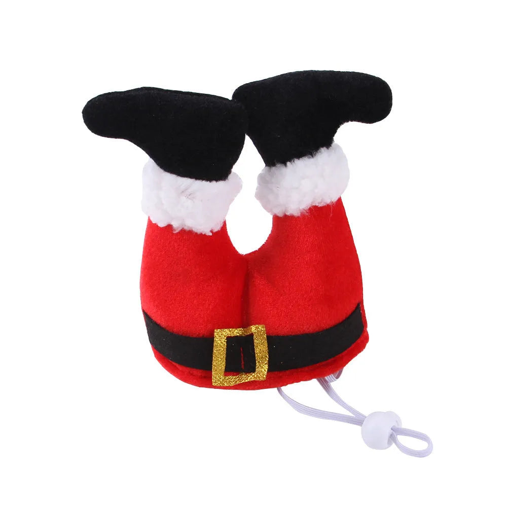 Red polyester Christmas hat for small dogs and cats, one size 20x17x5 cm
