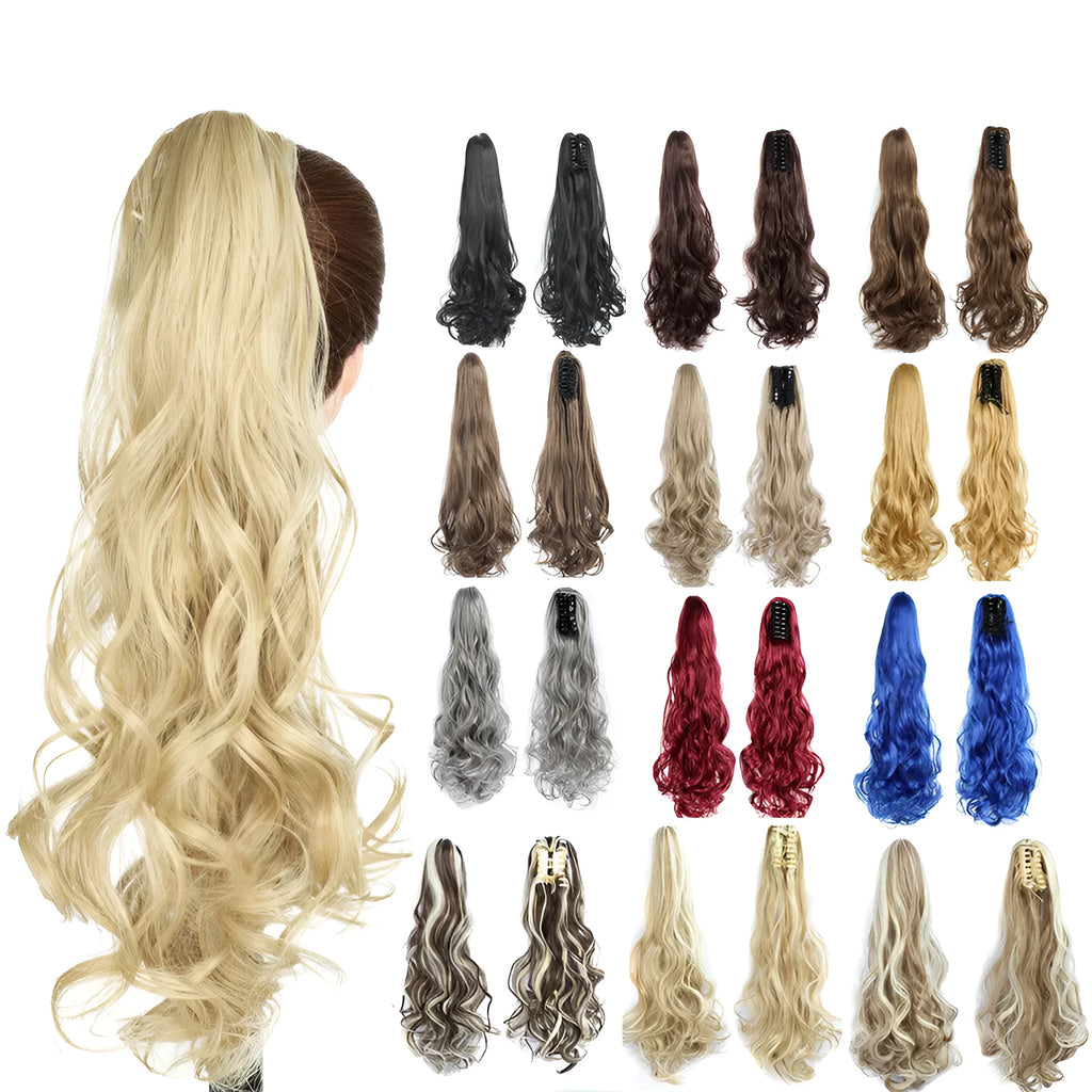 Fluffy natural lifelike claw clip ponytail in high temperature wire 56cm long for ladies star fashion style