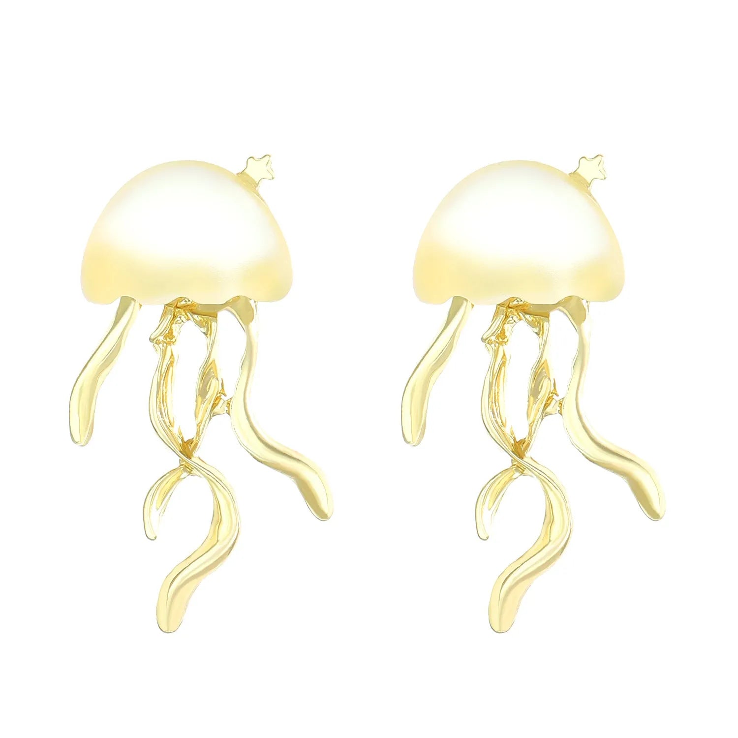 Alloy jellyfish tassel necklace for women with electroplating finish, 5 colour options, includes earrings