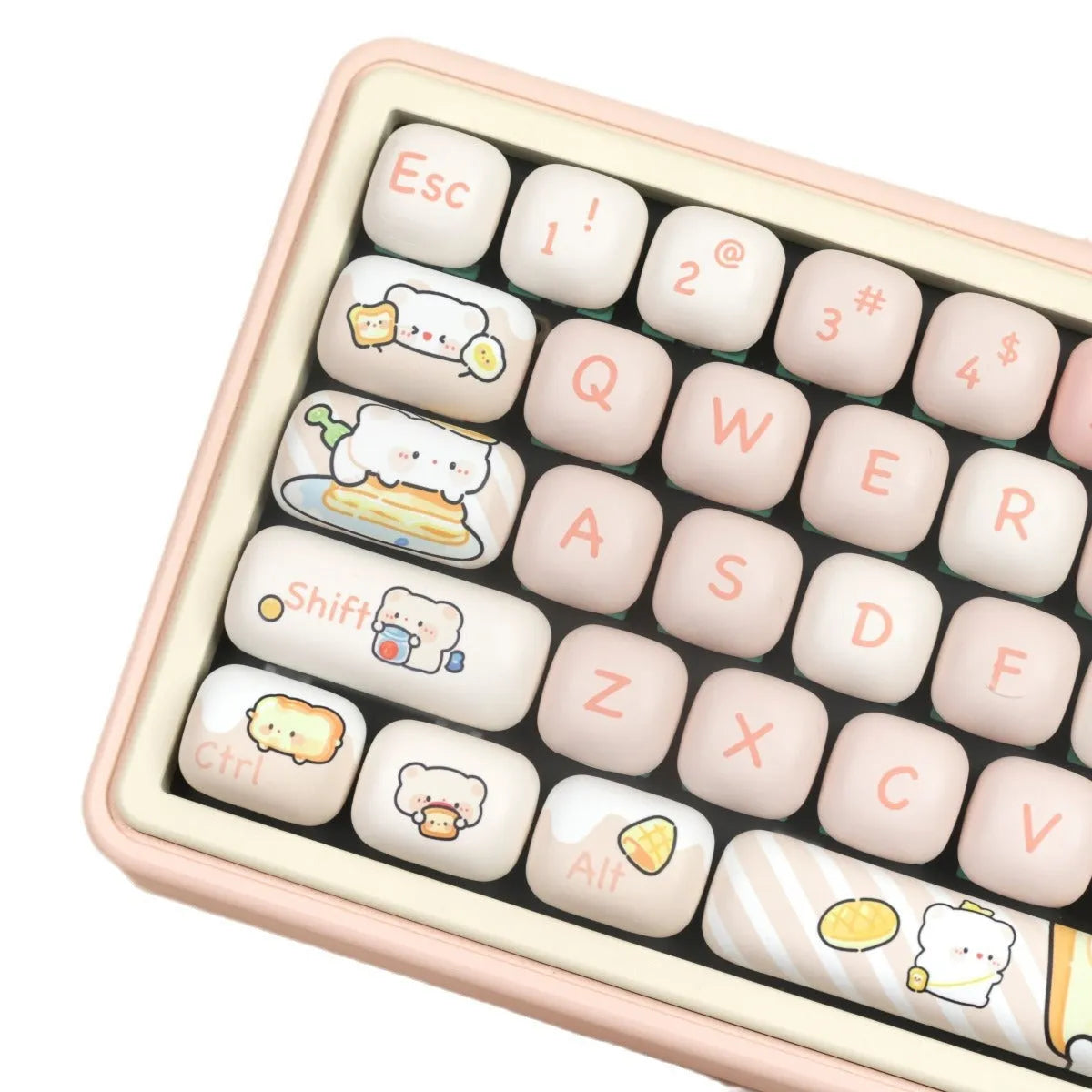 Complete set of PBT mechanical keyboard key caps with thermal sublimation printing in coordinated colours