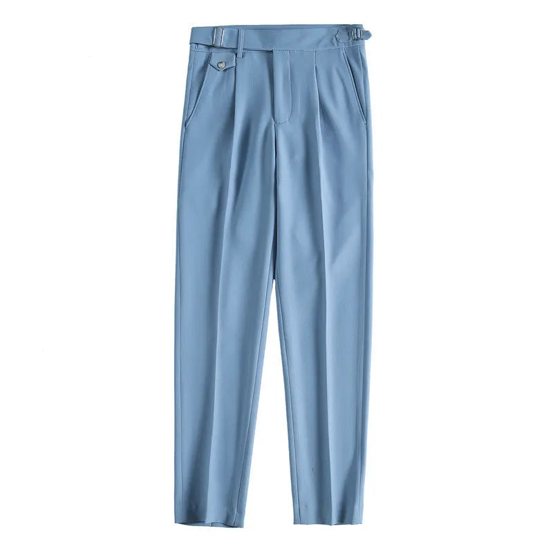 Men's straight-leg casual trousers in polyester available in multiple colours and sizes 29-36
