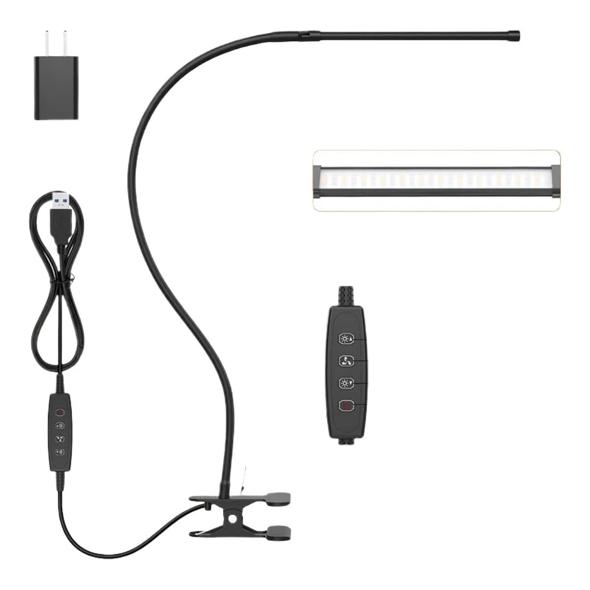 LED floor lamp with 26cm head and 100 beads, USB powered, 13W 5V, for reading and learning