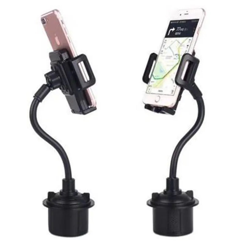 Black universal car phone holder with adjustable wings shown mounted on a car vent.