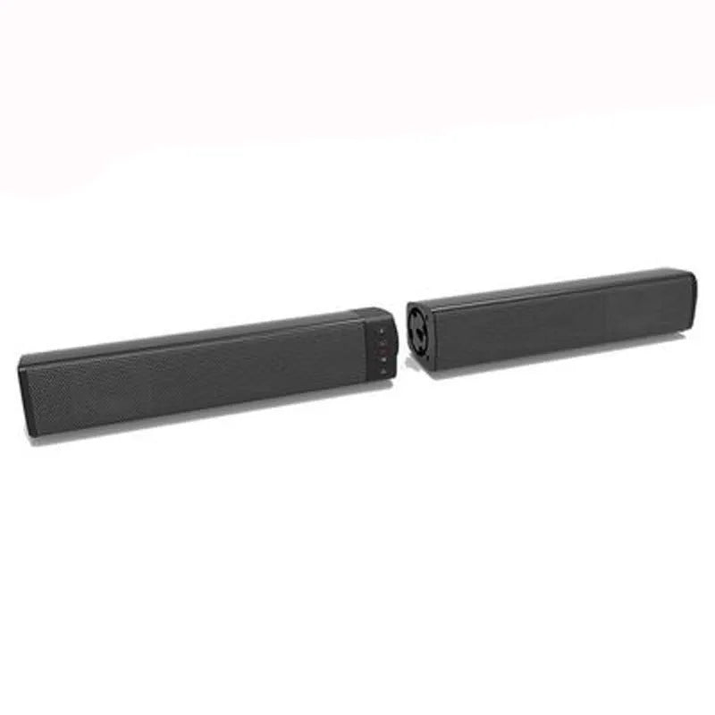Black foldable split TV Bluetooth speaker showing dual speaker units and control buttons