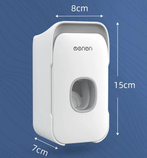 Wall-mounted automatic toothpaste dispenser with touch sensor and LED light in blue colour