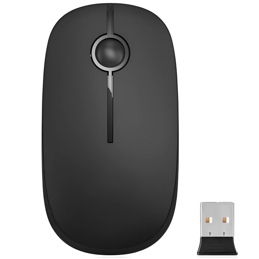 2.4G wireless mouse in black, compact 120x66x36mm, for computer use