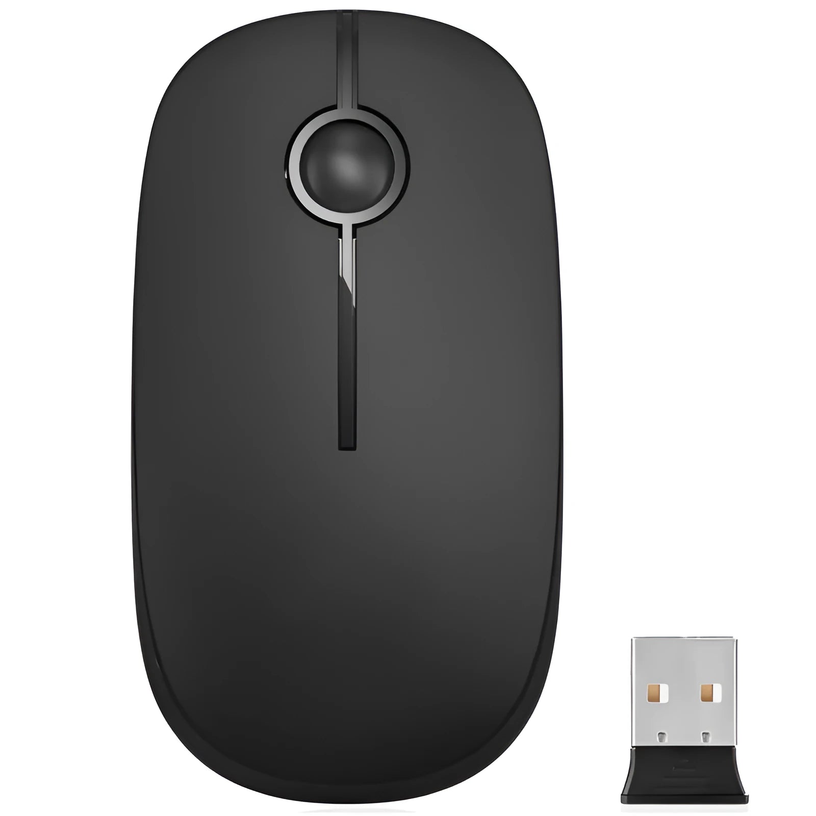 2.4G wireless mouse in black, compact 120x66x36mm, for computer use