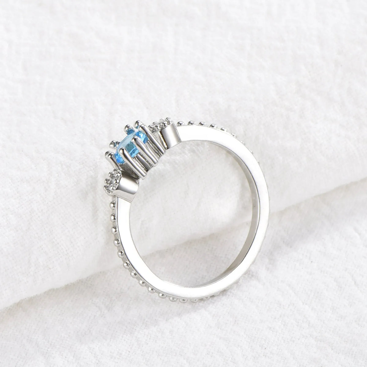 ROMAD ocean blue rhinestone ring women gold silver alloy simple bohemian finger ring on finger