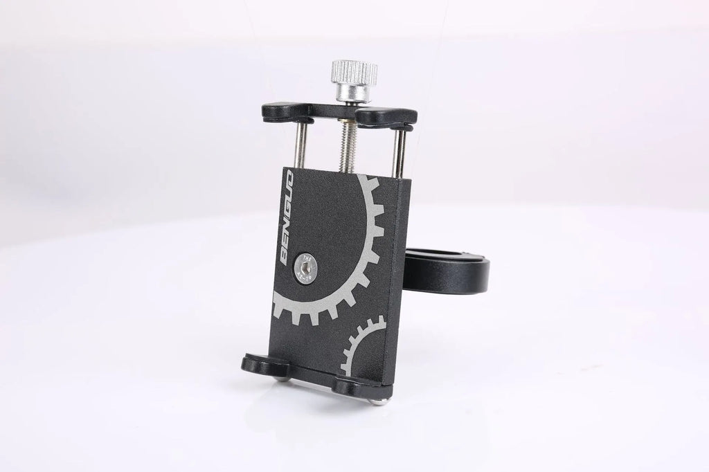 Aluminium alloy bicycle phone holder with fixed mount design in black, red and titanium colour options