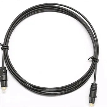 OD2.2 optical digital audio cable with a slim 2.2mm PVC sheath, shown next to a TOSLINK connector.