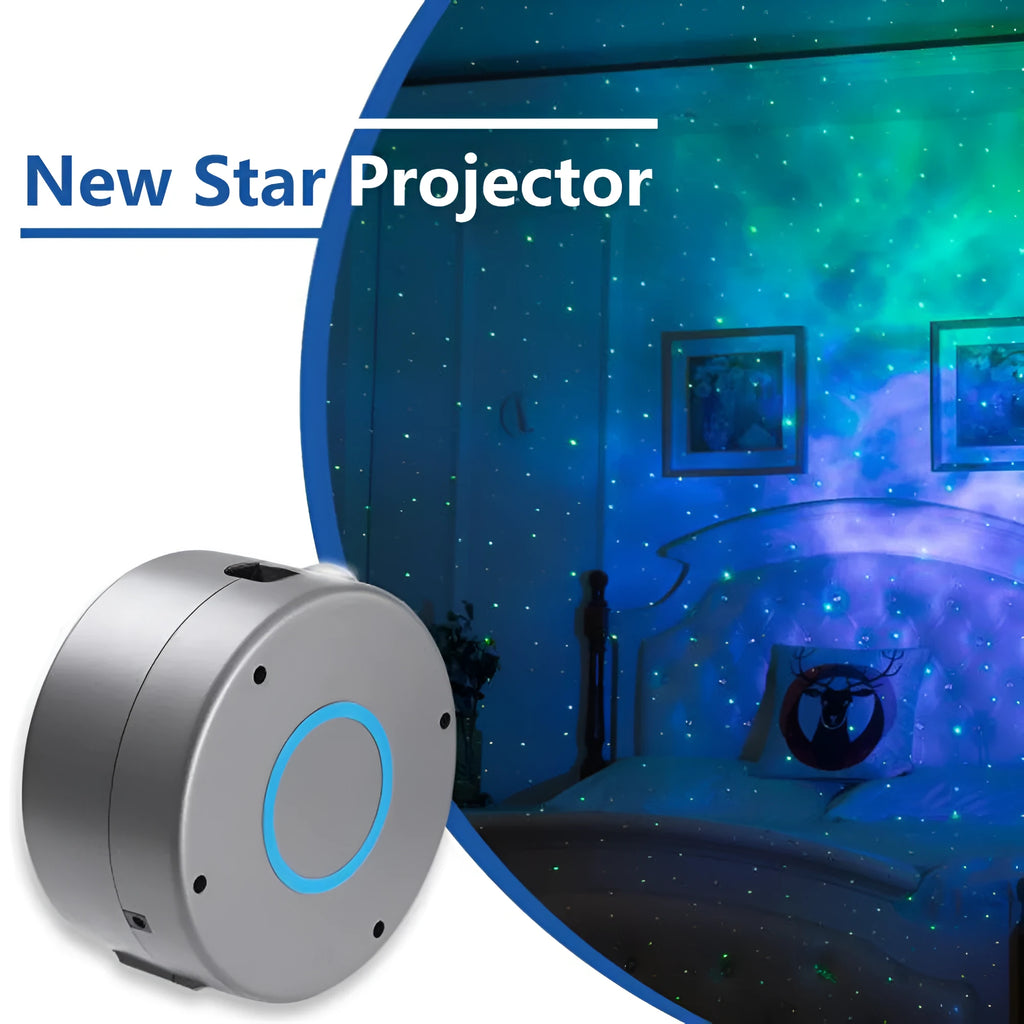 Grey starry sky projection lamp with LED and green laser for indoor atmospheric lighting