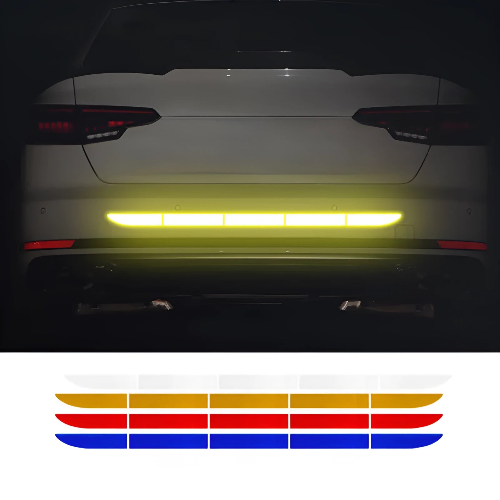 Rear trunk reflective sticker in blue colour with nano adhesive for night visibility