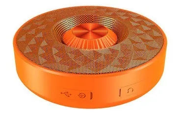 Compact mini Bluetooth wireless speaker in black, orange, and silvery white colour options