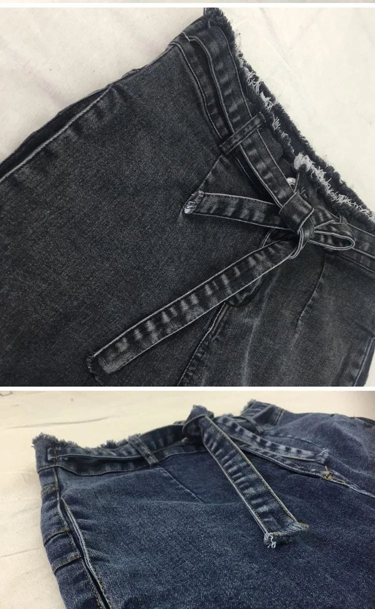 Grey fringed straight-leg jeans made from Cowboy fabric on a size chart showing S to 5XL.