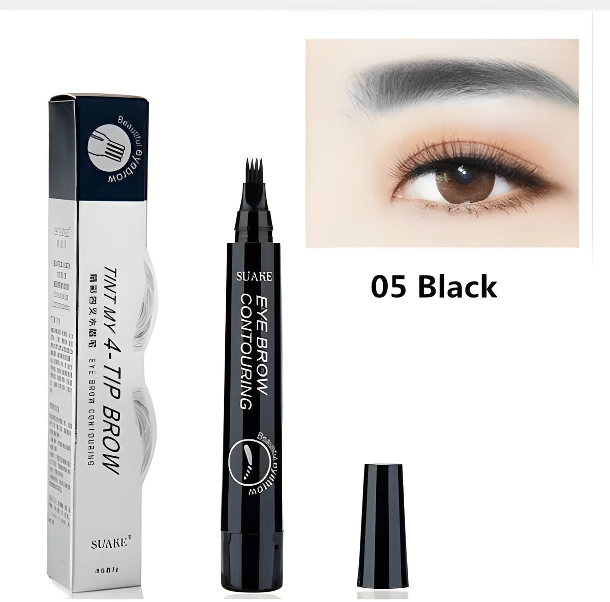 4-claw liquid eyebrow pencil in black and brown shades for waterproof long-lasting brow makeup