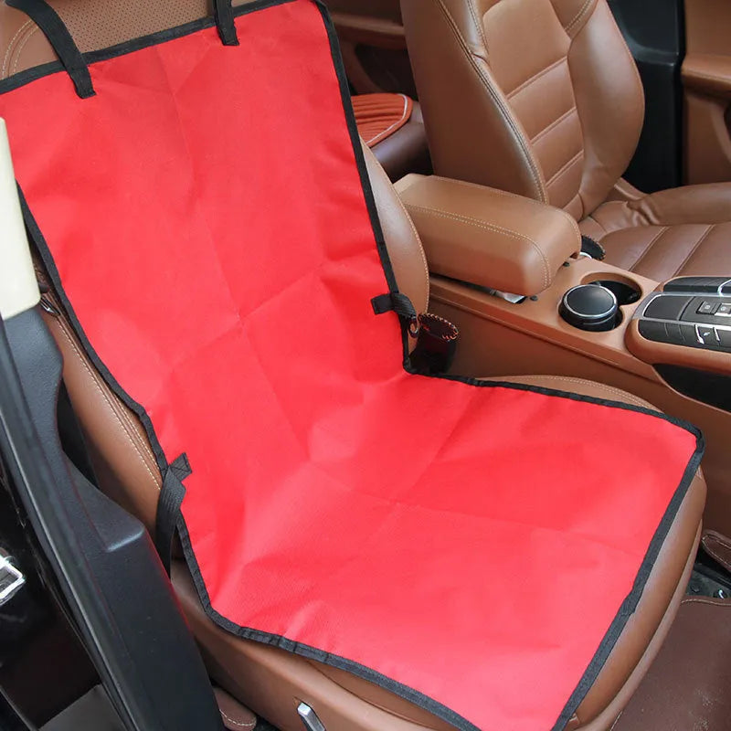 Waterproof dog car seat cover in Oxford fabric, 106 x 46.5cm, shown in blue, red, or black