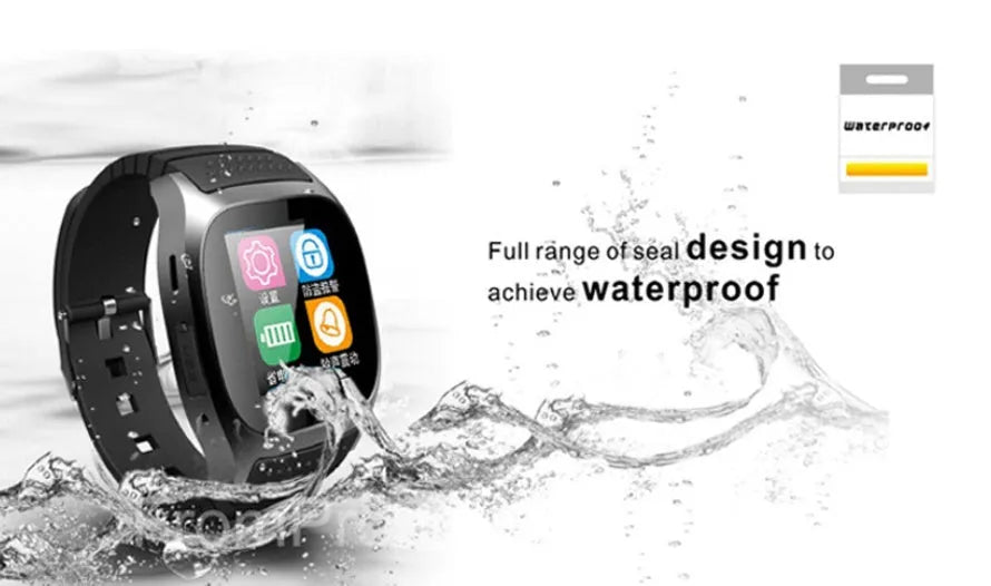 Black, white, and blue smart Bluetooth sports watch compatible with iPhone and Android