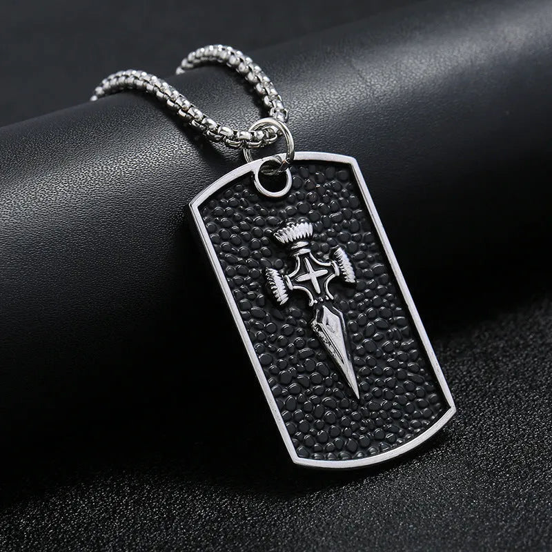 Korean style men's pendant necklace alloy pendant stainless steel chain 70 cm Cross Skull Wing