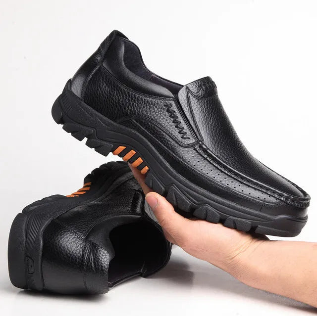 Black and brown business casual leather shoes with slip-resistant rubber soles