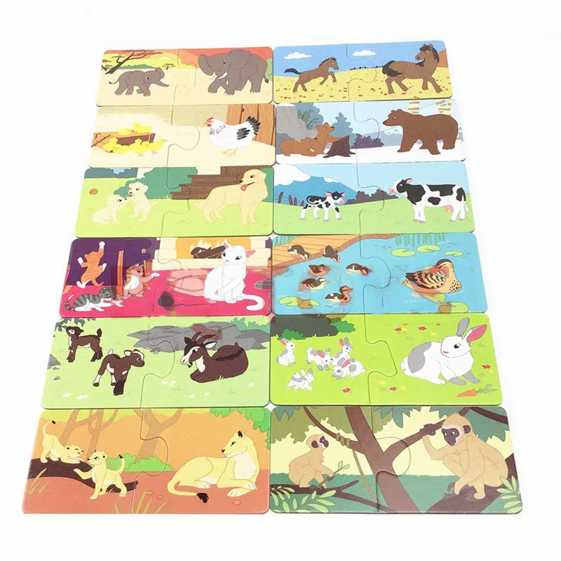 French educational puzzle toy with 24 pattern-word pairs for children aged 2+ on thickened paper